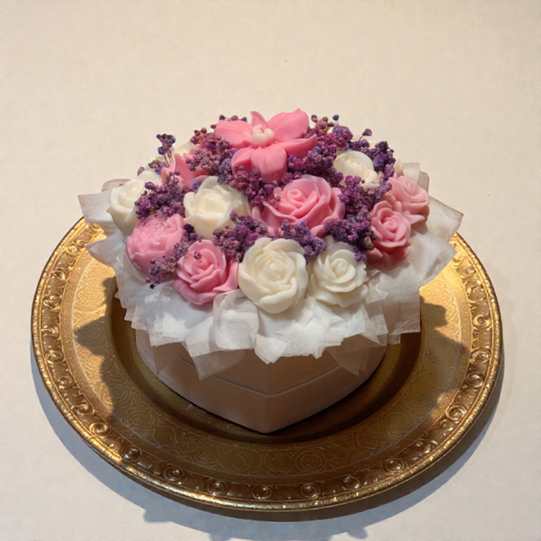 Herz Wachsblumengesteck Rose "S"