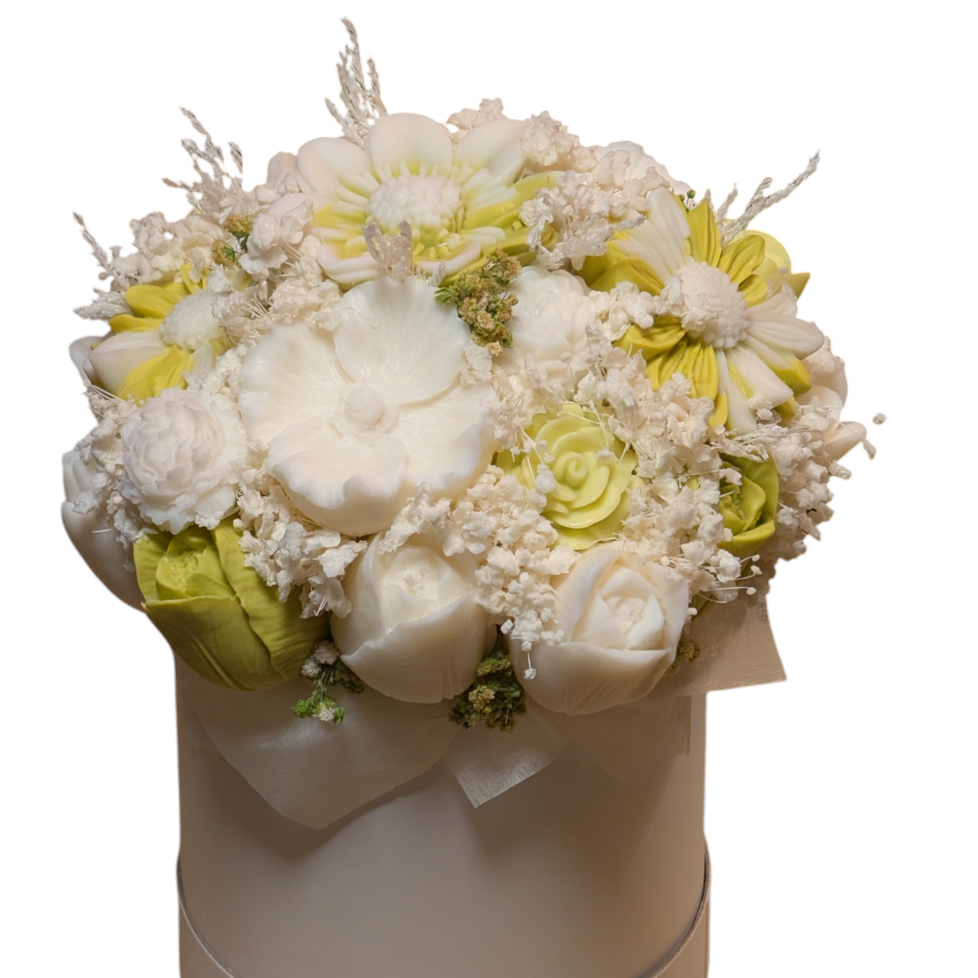 Wachsblumenstrauß weiss/pistazie