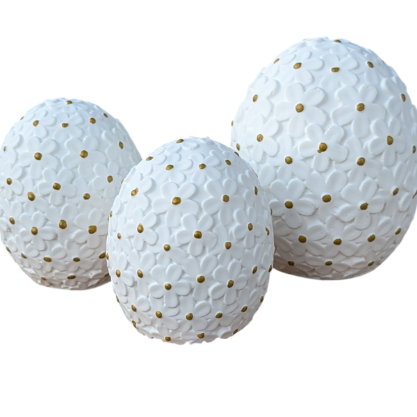 Ostereier-Set  mit handbemaltem goldenem Design