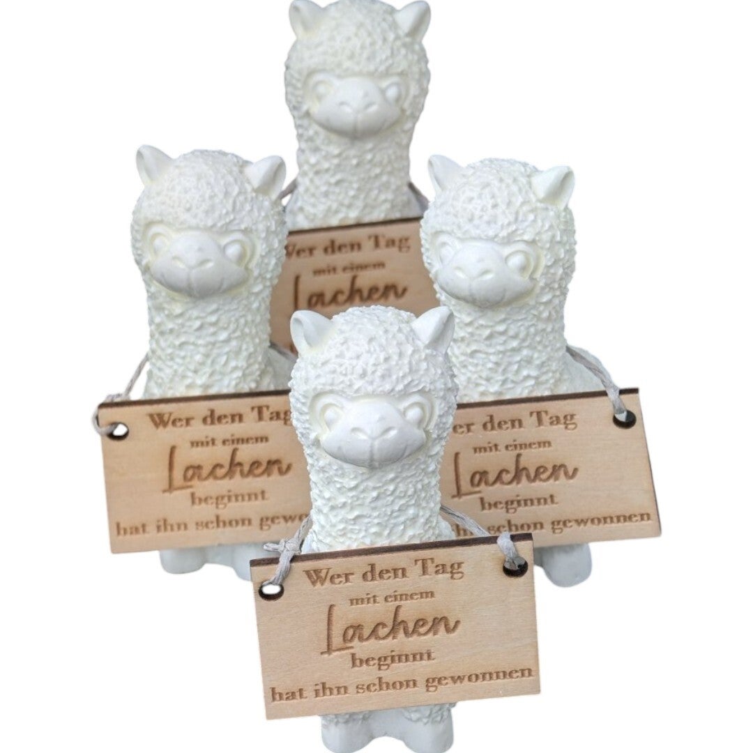 Lama mit Sprüche-Schild