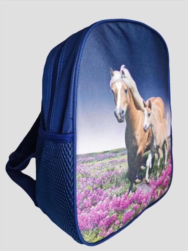 Kleine rugzak paard blauw