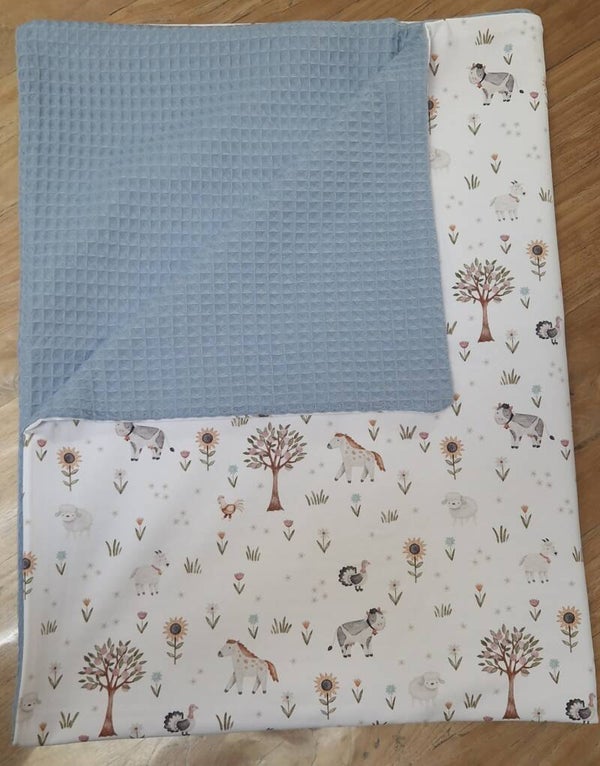 Deken blauw boerderijdieren