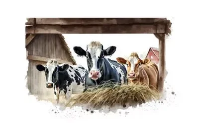 Muurplaat 3 koeien stro