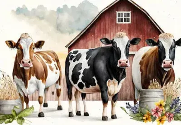 Muurplaat 3 koeien boerderij
