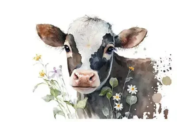 Muurplaat kalfje bloemen