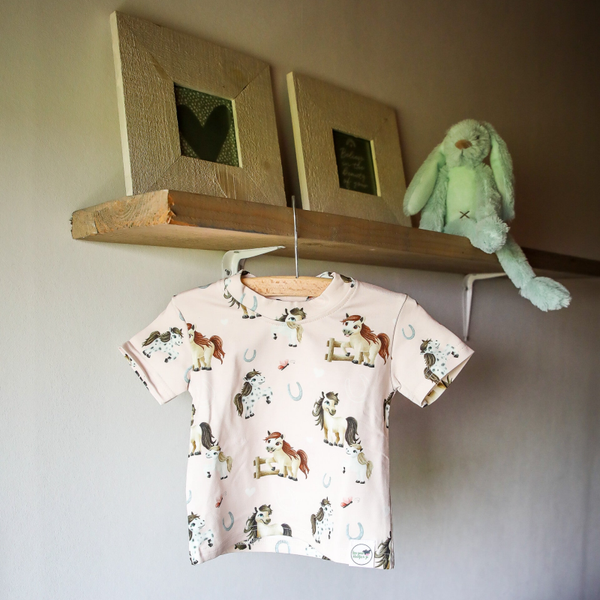 T-shirt paard lichtroze