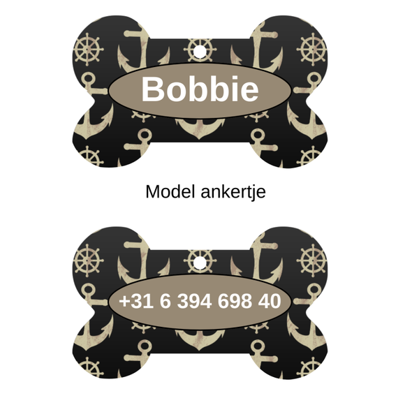 Hondenpenning gepersonaliseerd anker