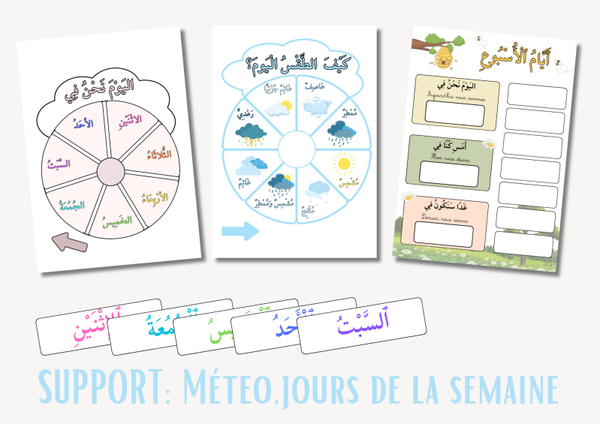 Roues de la météo et jours de la semaine en arabe