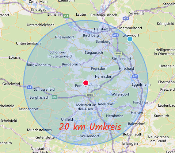 Ab 10km Umkreis bis 20km Umkreis fällt eine Lieferpauschale vun 20 ,00€ an.