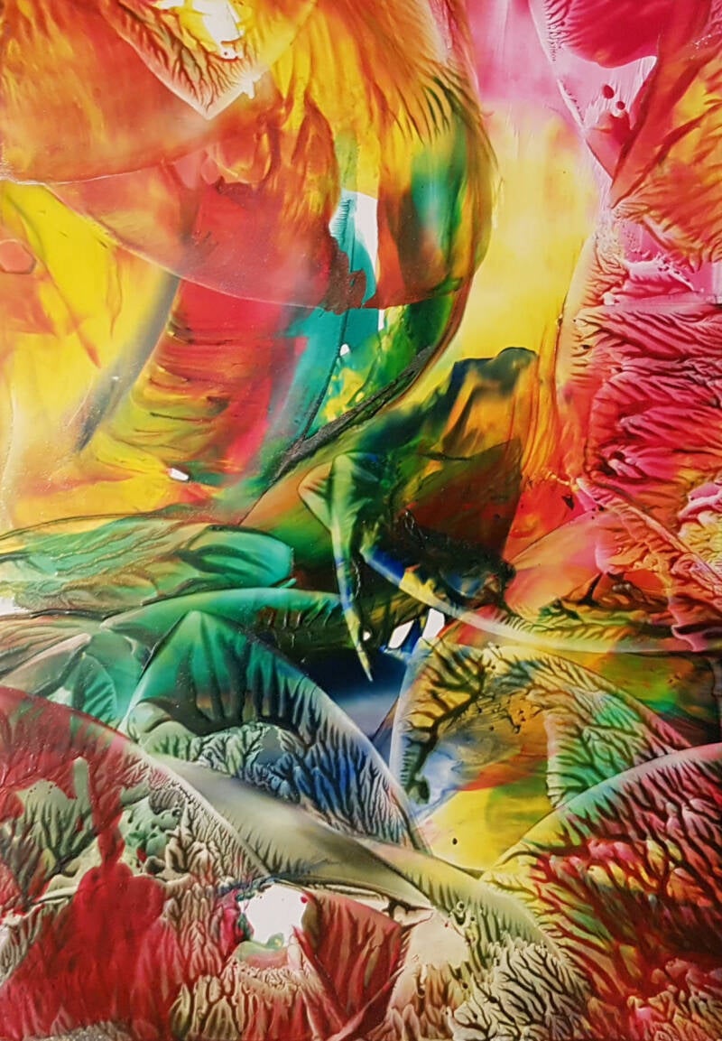 Creatieve Encaustic schildering gemaakt tijdens de workshop Praktijk Amethist