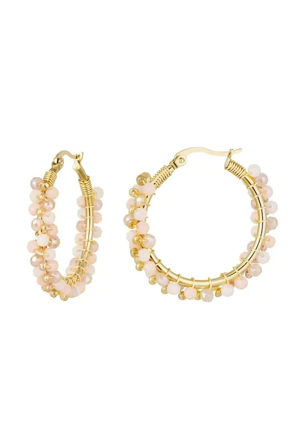 Oorbellen kralenparty Fuchsia Stainless Steel