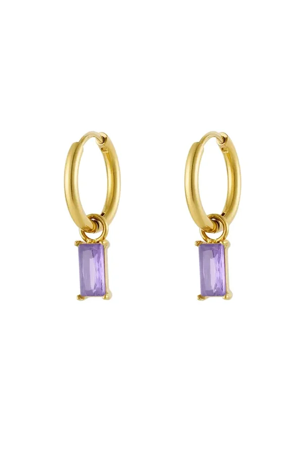 Oorbellen langwerpige steen licht paars