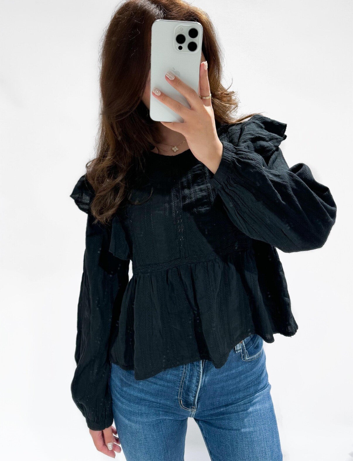 Blouse lange mouw  zwart