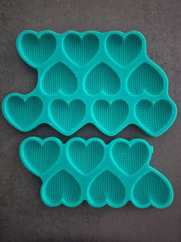 lot de 2 moules  plaques coeur tricotés