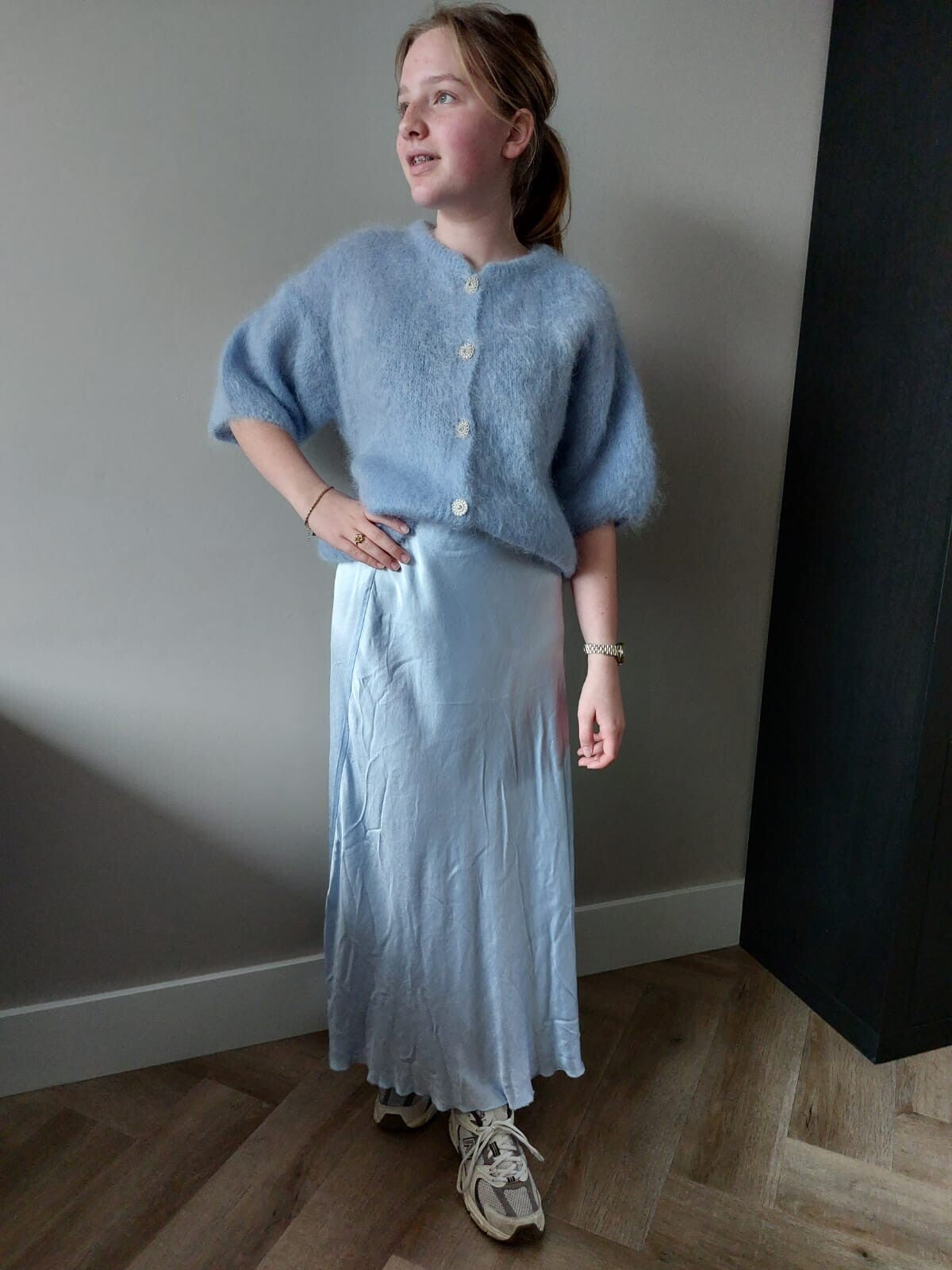 Satijnen Rok Anna - Licht blauw