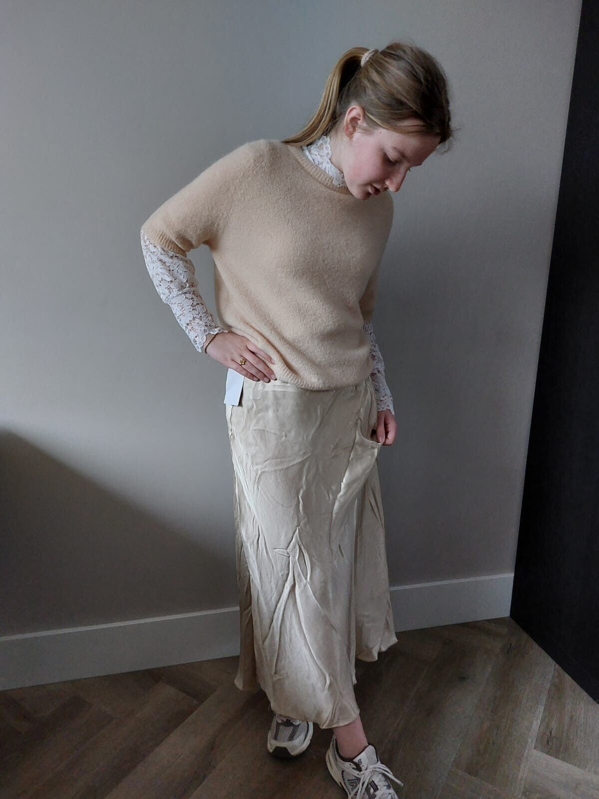Satijnen Rok Anna - Beige