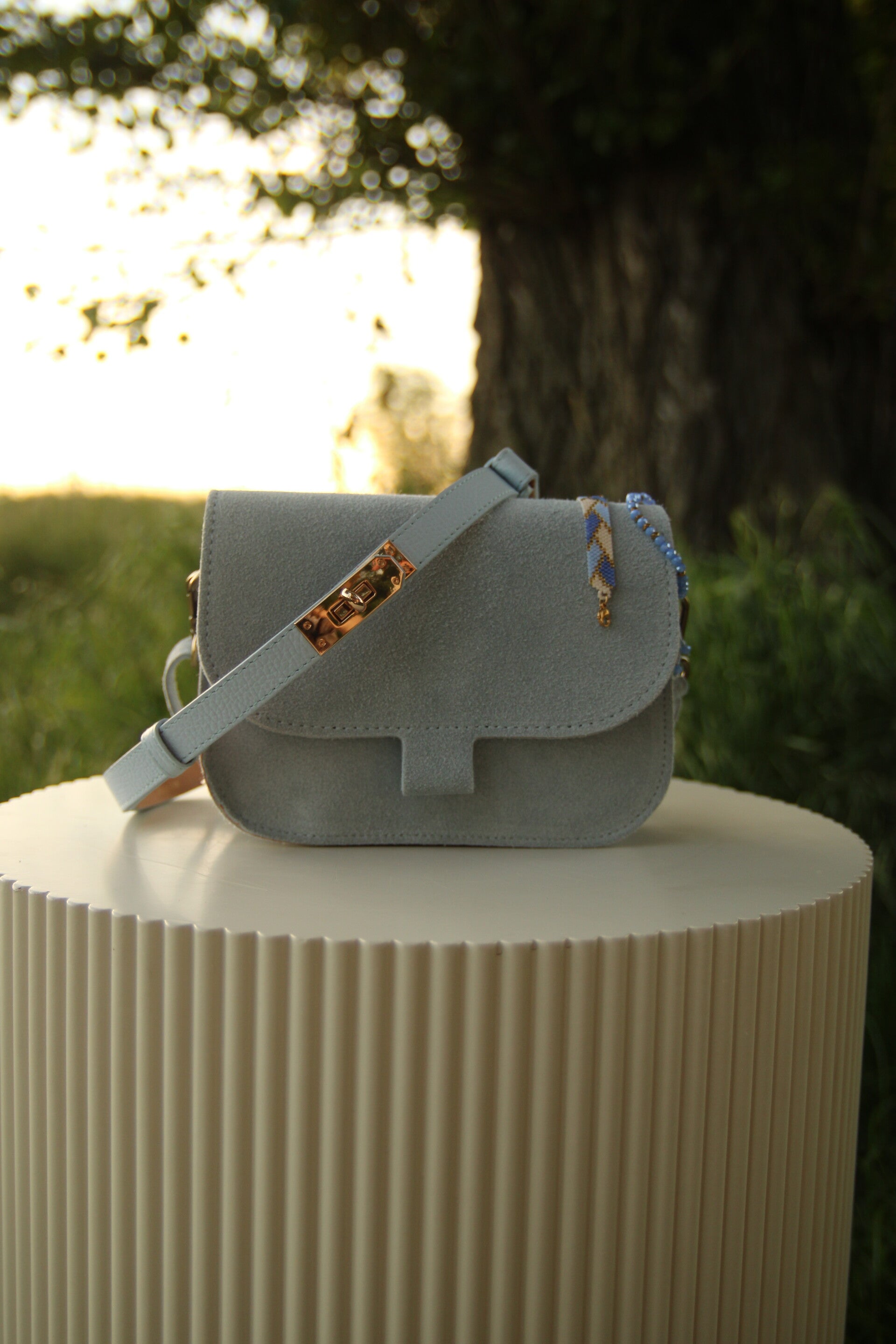 Tasje Suede - Licht blauw