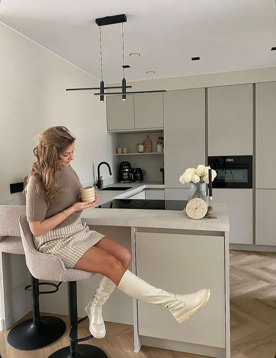 Rokje beige streep Janice