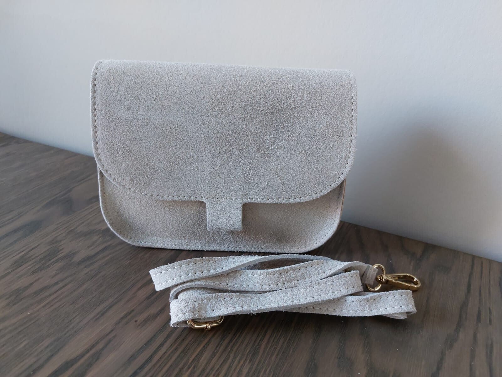 suede tas beige