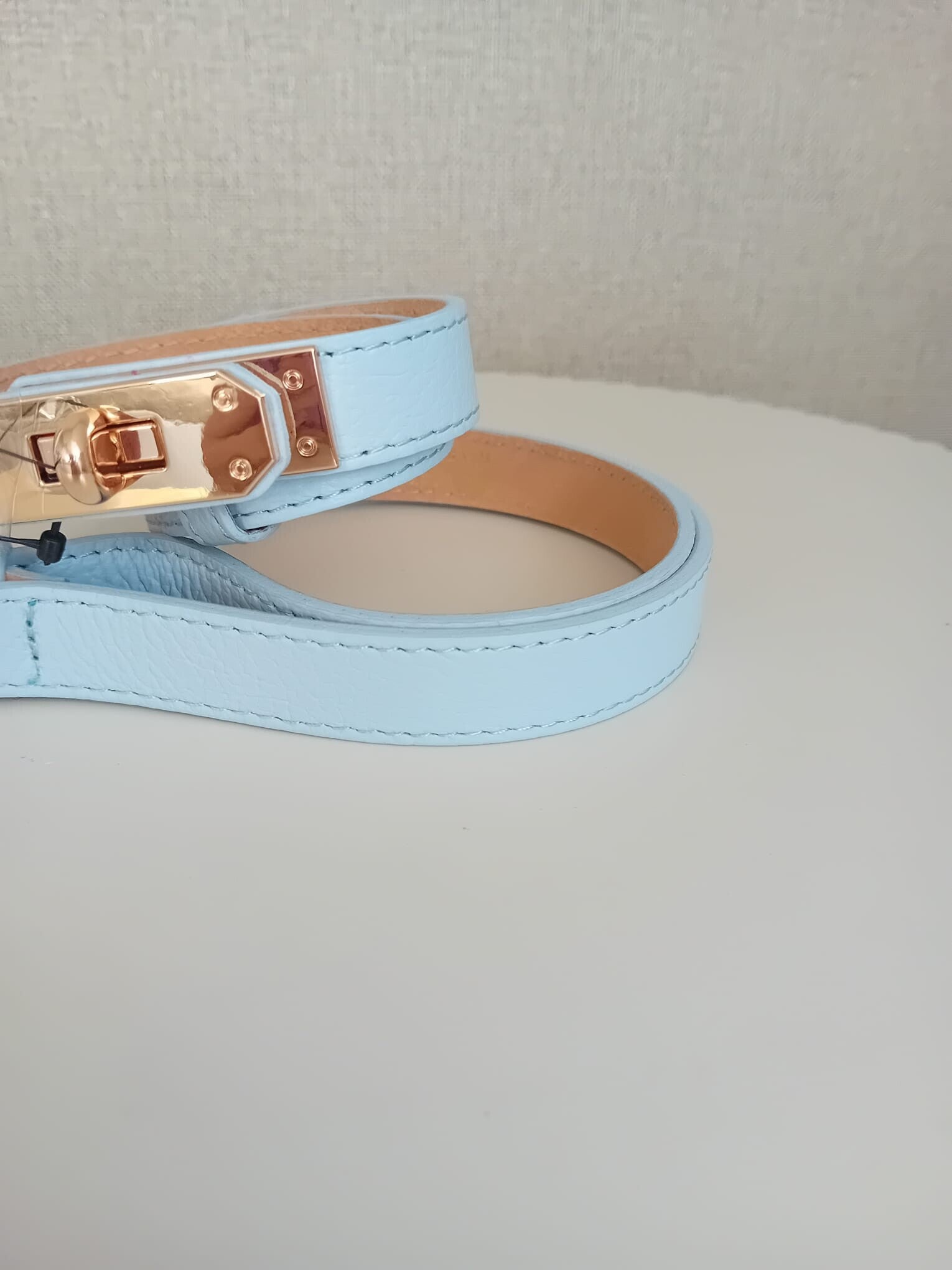 Riem - licht blauw leer
