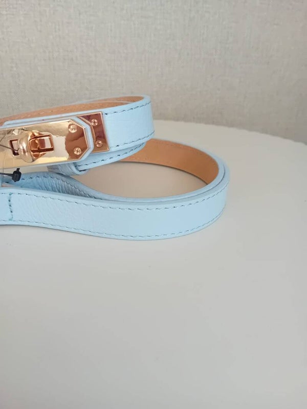 Riem - licht blauw leer