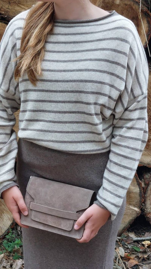 Streep Trui Taupe Creme Lotte