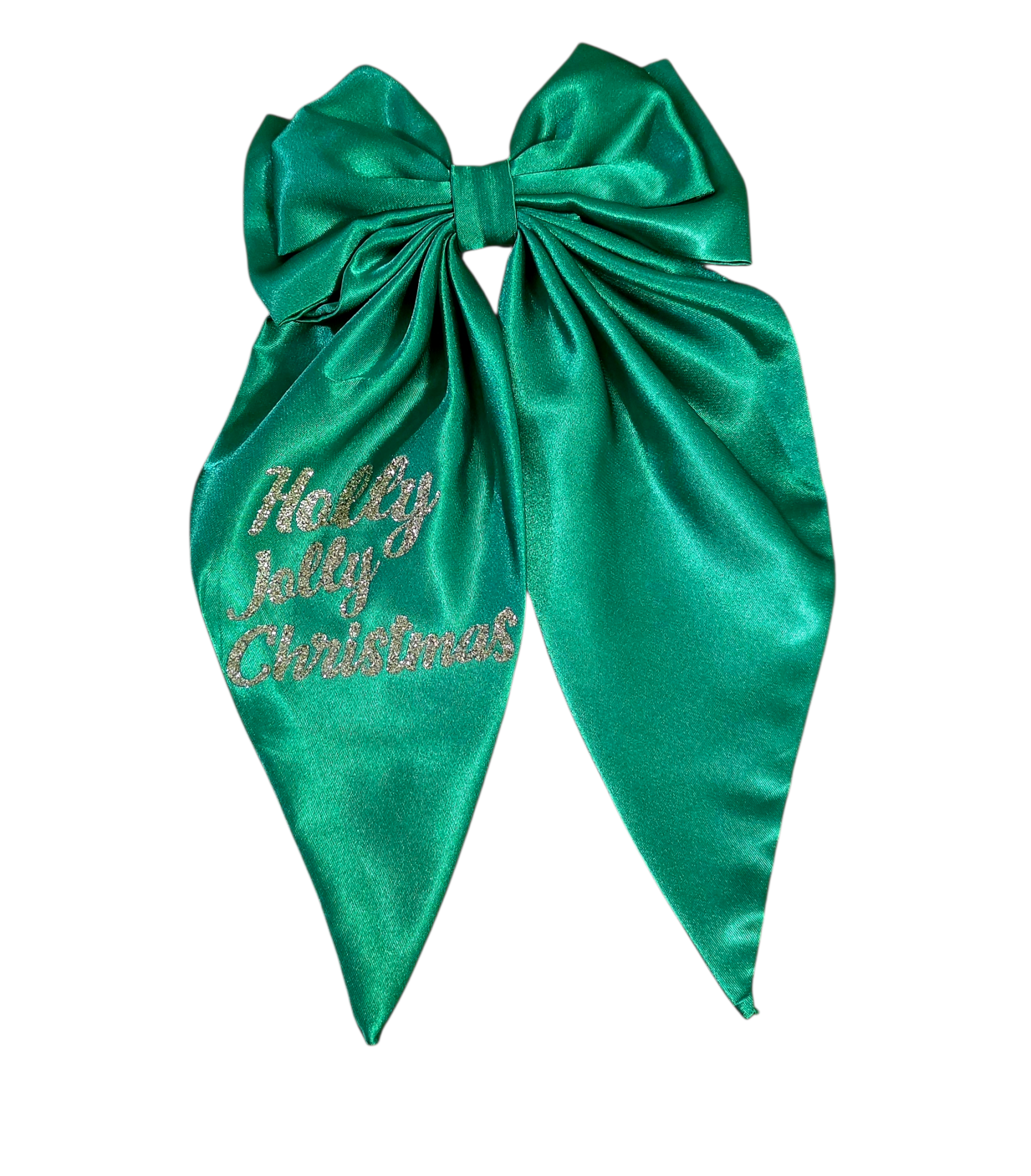 Green Satin Coquette Holly Jolly Christmas Bow