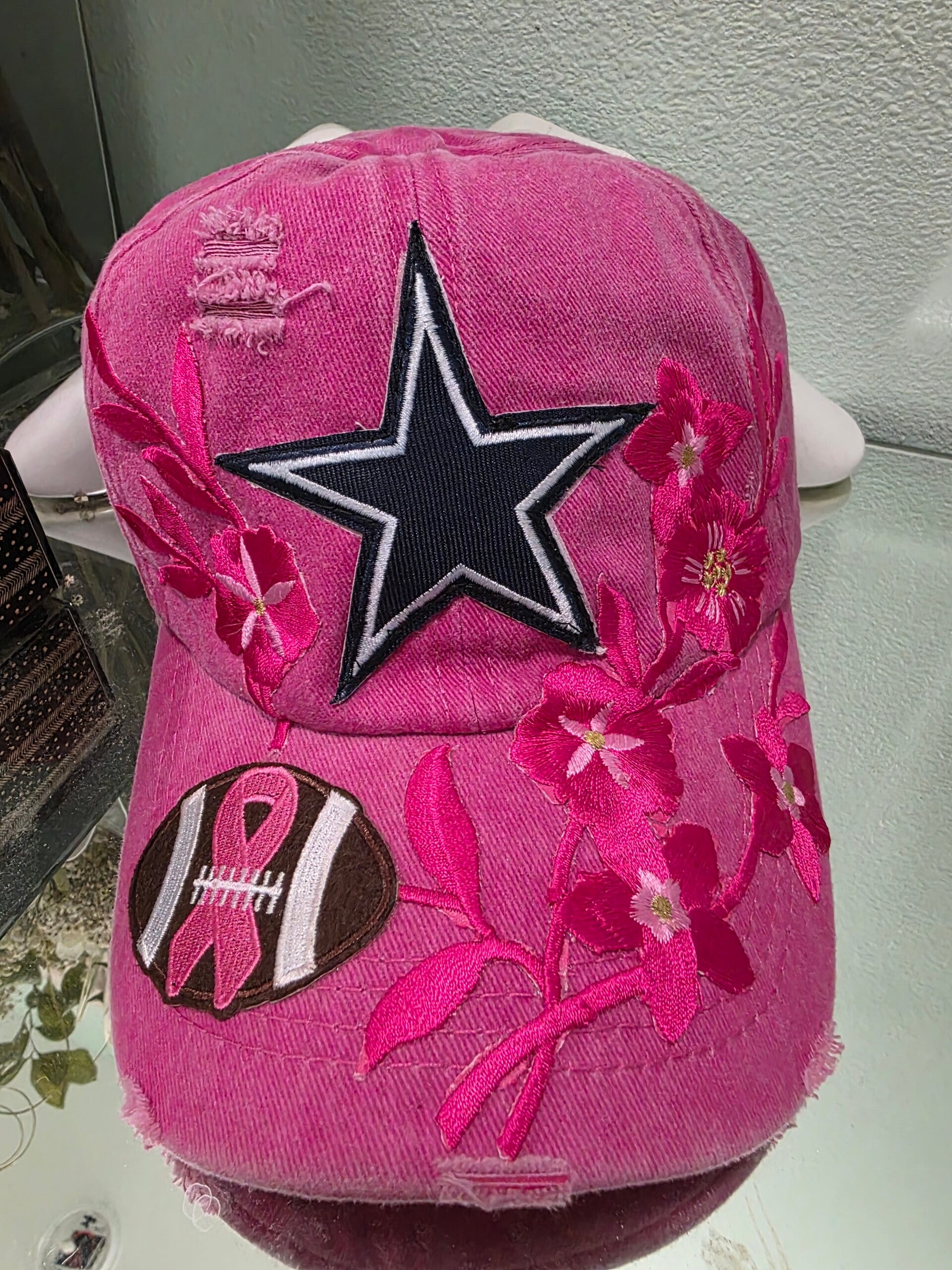 Dallas Pink Cancer Awearness Football Hat