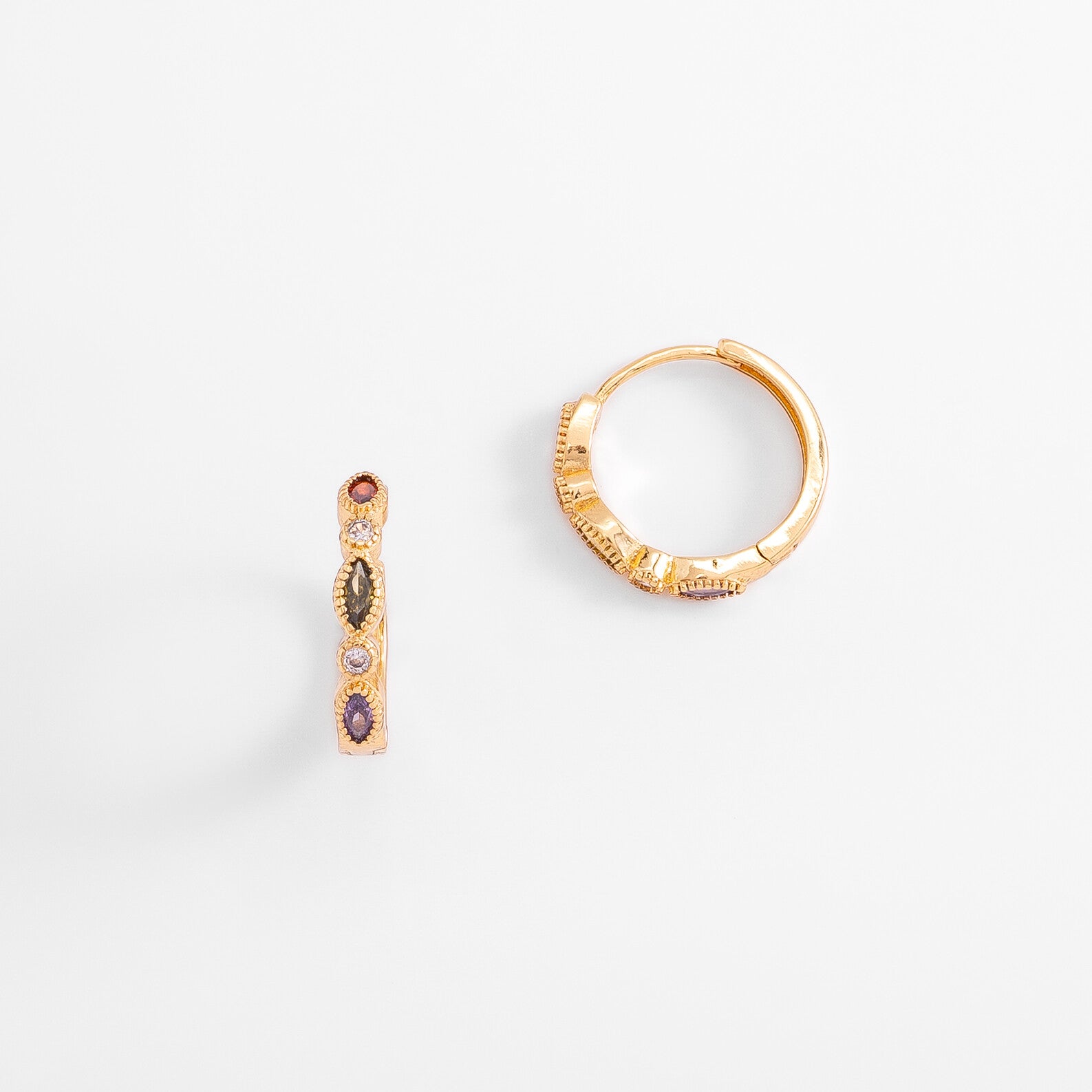 Gold plated earrings multicolor stones delicate design