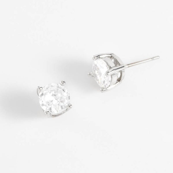 Rhodium plated stud earrings Diamonice brilliant crystal accent