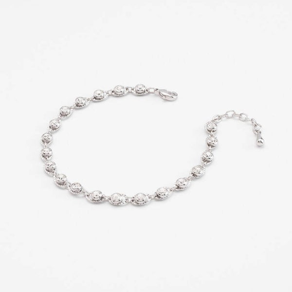 Platinum-Plated Bracelet with Crystal-Tone Stones