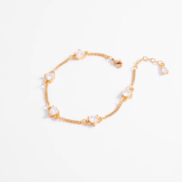 Heart- Gold-Plated Bracelet with Heart-Shaped Diamonice® Details
