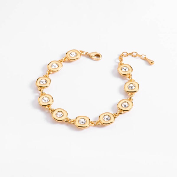 Square- Bracelet set with crystals and gold plating