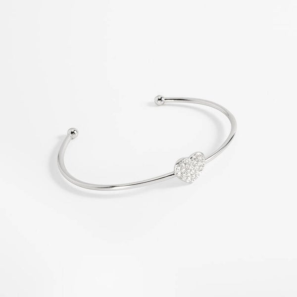 Rhodium plated bracelet heart crystal tone stones brilliant accent