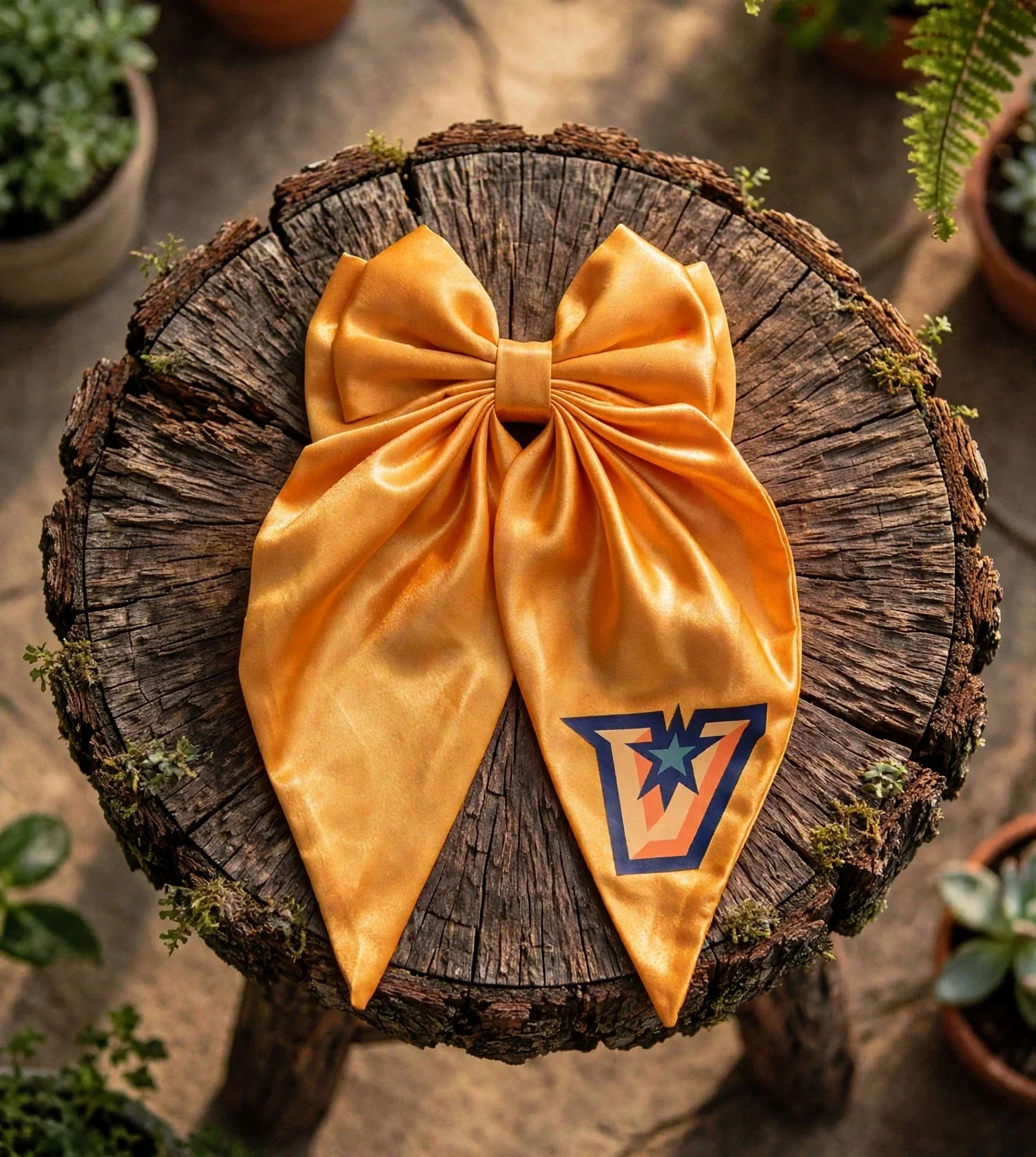 Vaqueros Large Satin Game Day Bow - Golden Orange
