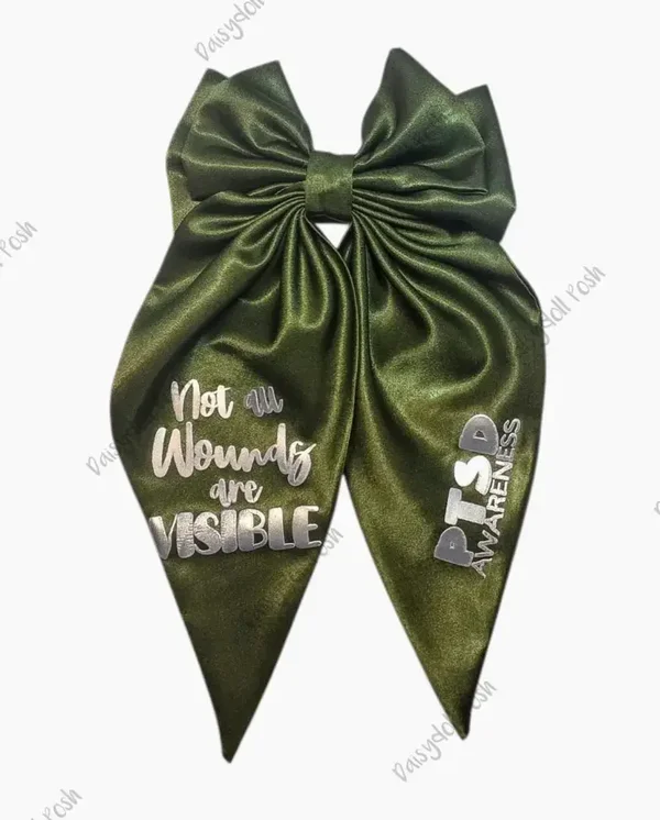 All wounds are visible 3D hair bow. Military bow, PTSD awareness