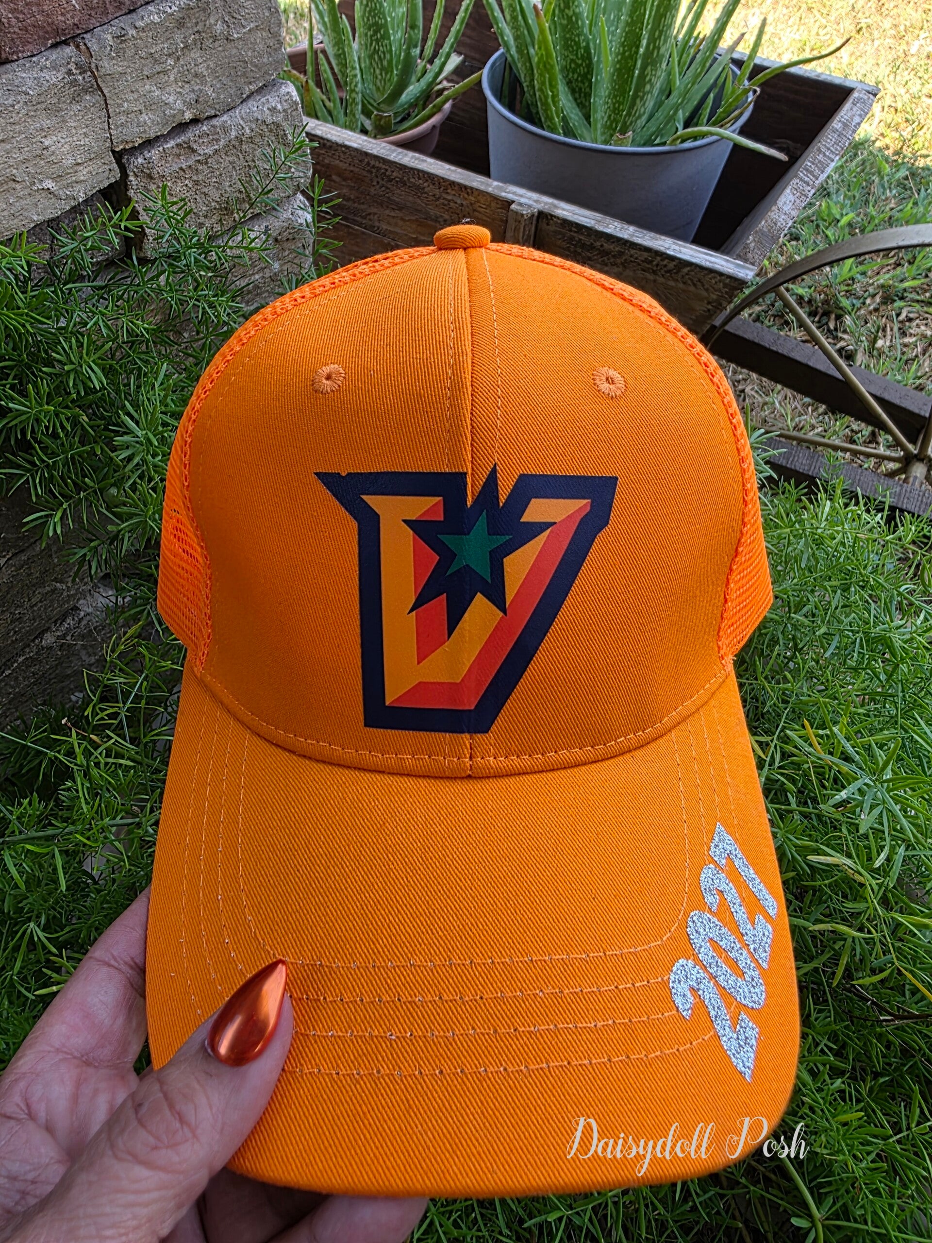 Class of 2027 Trucker Hat - Orange V-Star Glitter Edition