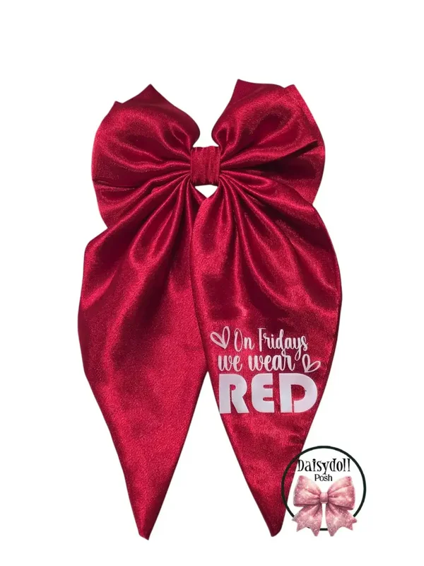 On Fridays we wear RED hair bow. Military bow