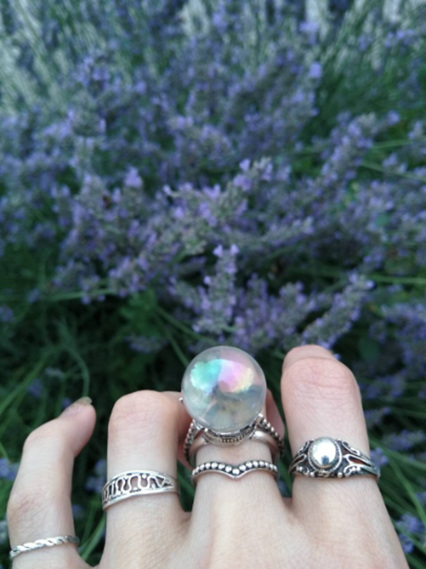 Aura Quartz & sterling silver Oracle ring (large).