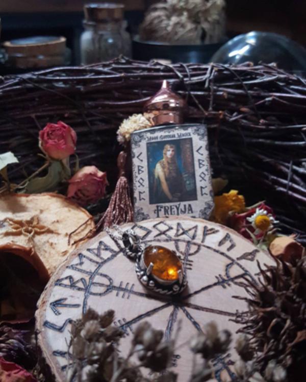 Baltic Amber & sterling silver Artemisia pendant.