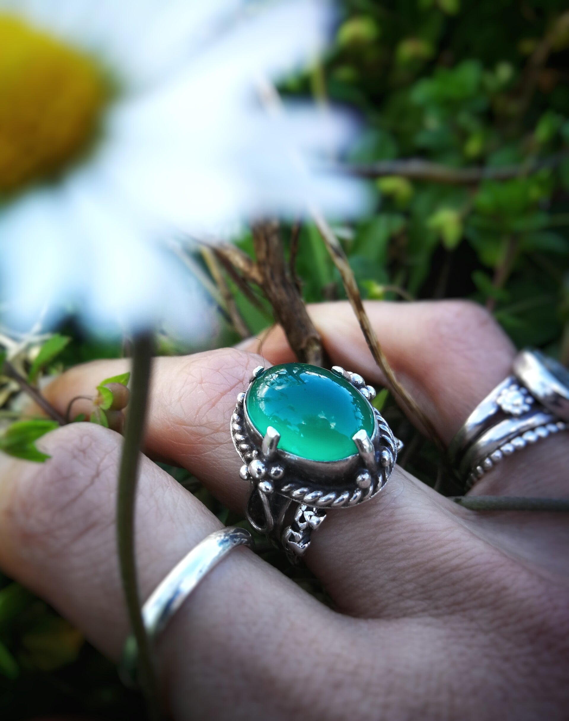 Green Onyx & sterling silver Artemisia ring.