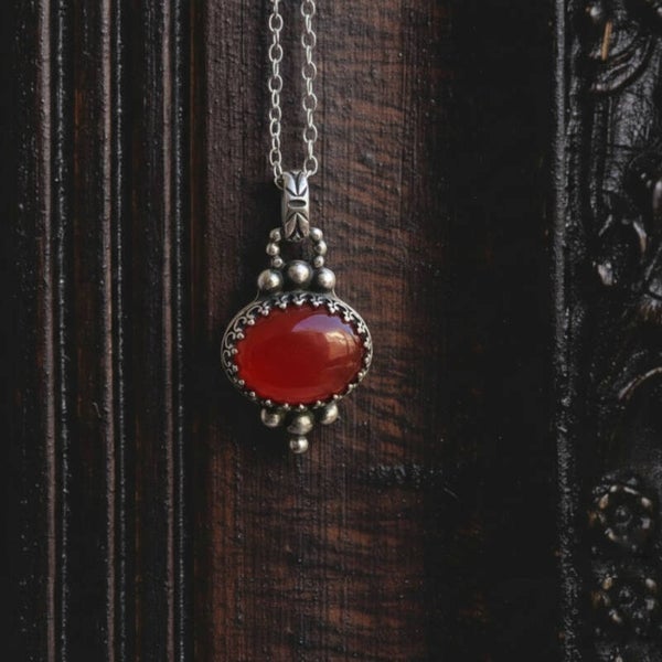 Red Onyx & sterling silver Vespera pendant.