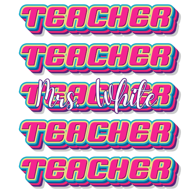 Teacher (x5) – Personalized with Name – Digital Download PNG
