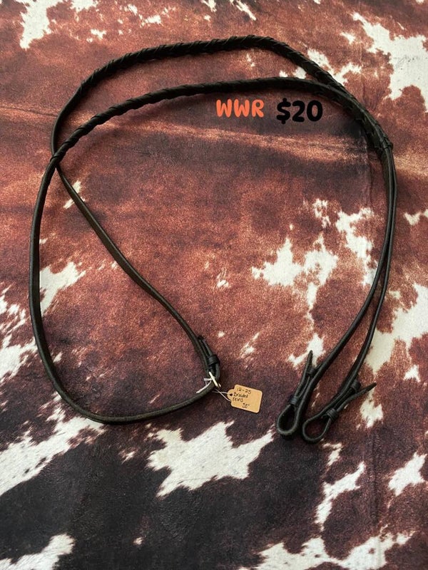 Braided Leather Reins - Black