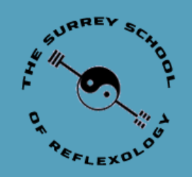 Blue logo for The Surrey School of Reflexology