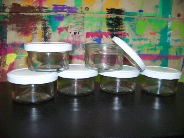 6 Stk. verschließbare Farbschalen aus Glas