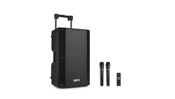 Vonyx VSA500 ABS 12" tragbarer Lautsprecher mit Bluetooth und 2x drahtlosem Mikrofon - 800W
