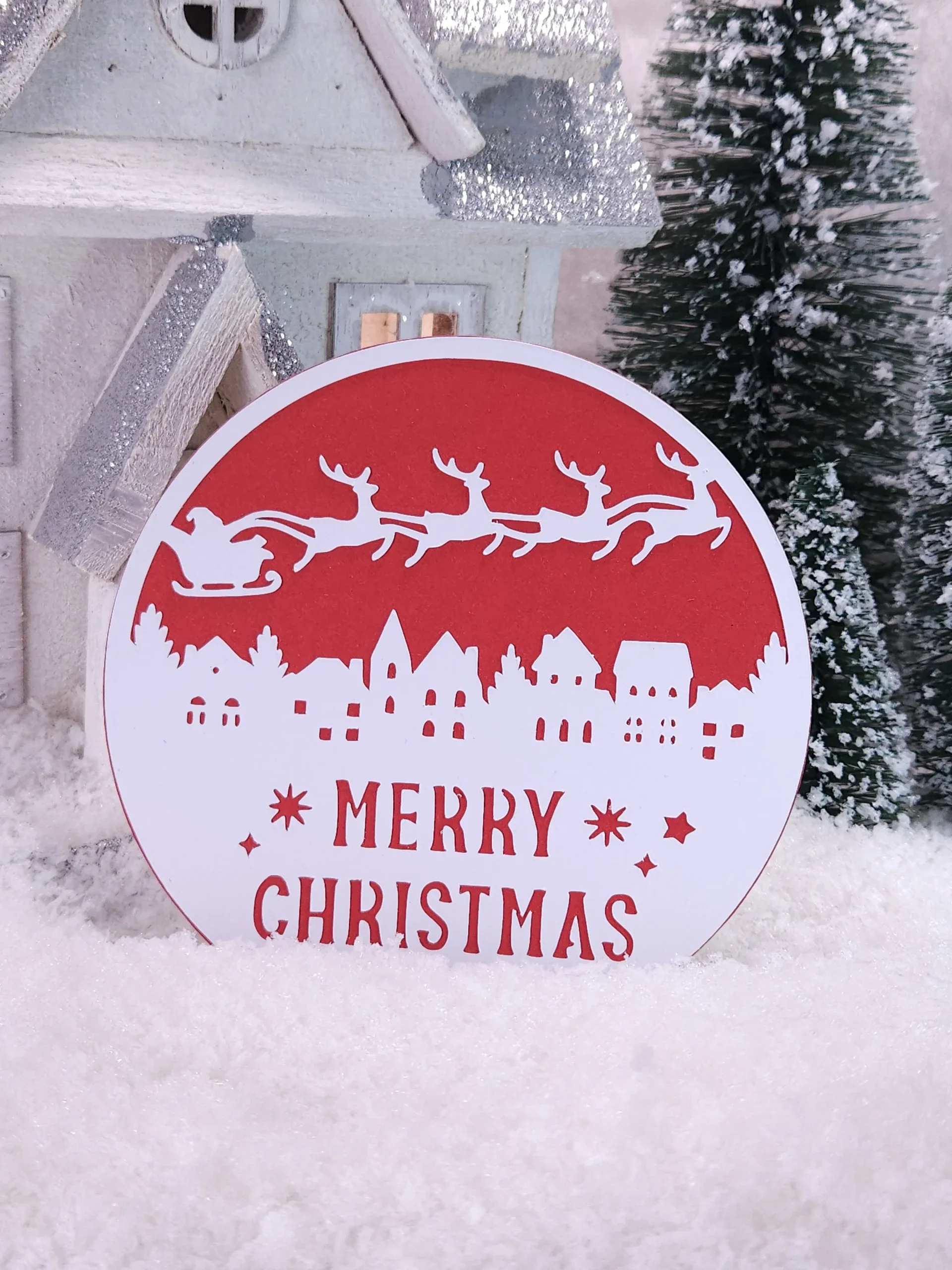 Carte ronde Merry Christmas