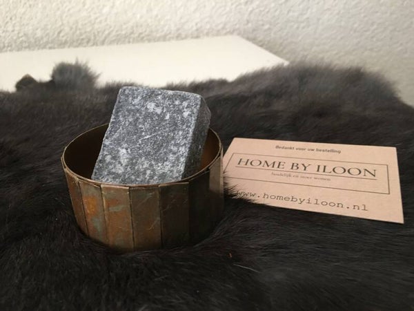 Metalen schaaltje amberblokje goud