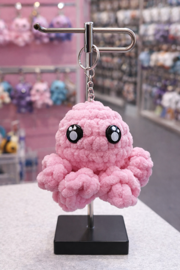 Porte clé poulpe rose